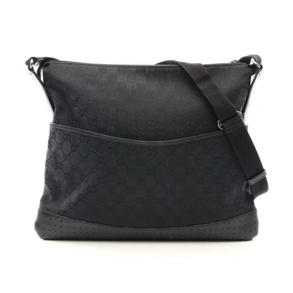 Gucci Abbey GG Canvas Leather Shoulder Bag Black